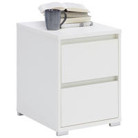 Noptieră, 40/55/48 cm, alb - alb/culoare aluminiu, Design, plastic/material pe bază de lemn (40/55/48cm) - Carryhome