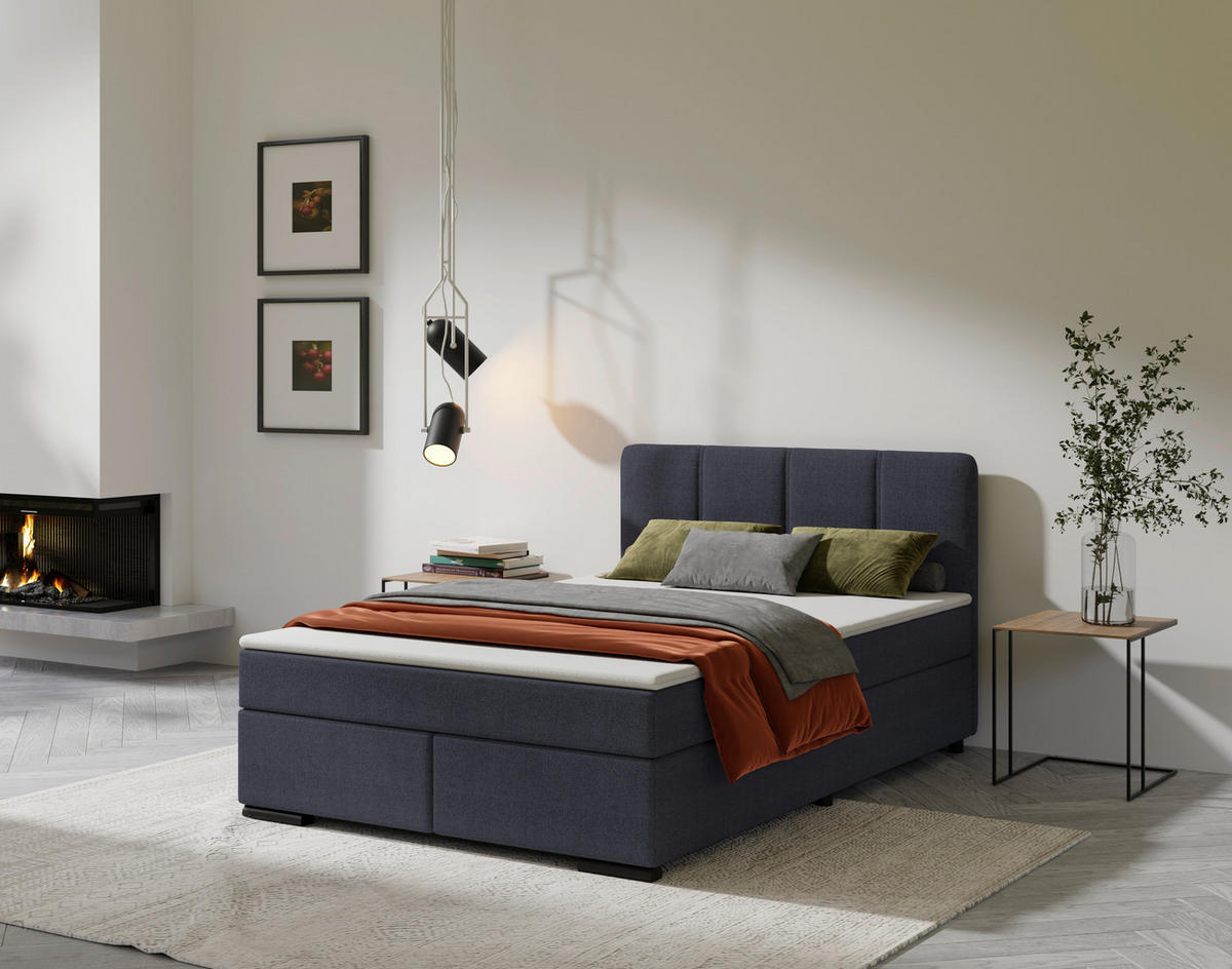 BOXSPRINGBETT 140/200 cm  in Anthrazit  - Anthrazit/Schwarz, MODERN, Karton/Holz (140/200cm) - MID.YOU