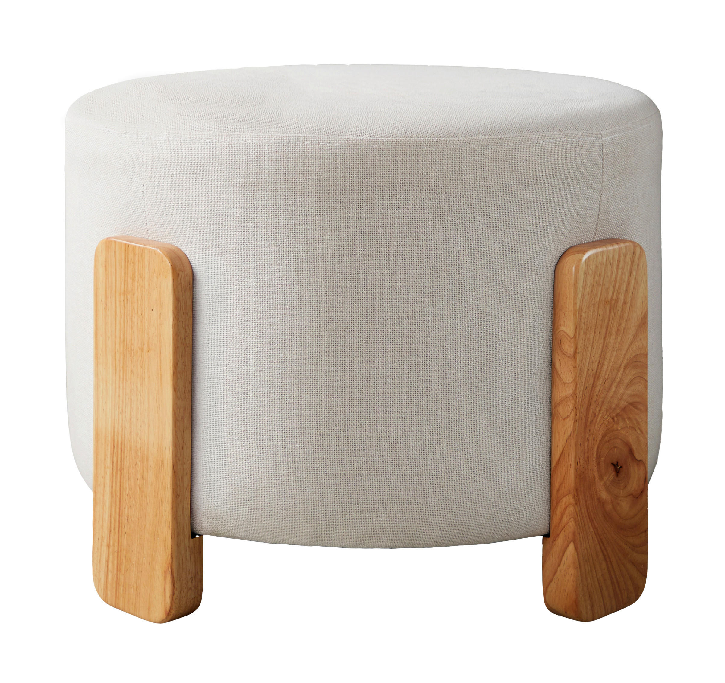 POUF 52.5/43/52.5 cm  - Hellbraun/Weiß, Design, Holz/Textil (52.5/43/52.5cm) - Livetastic