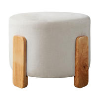 POUF 52.5/43/52.5 cm  - Hellbraun/Weiß, Design, Holz/Textil (52.5/43/52.5cm) - Livetastic