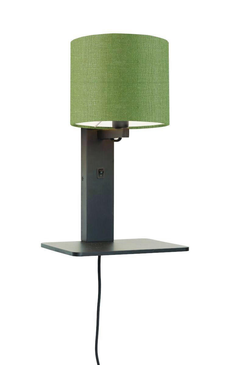 WANDLEUCHTE GOOD&MOJO  19/24/36 cm  - Schwarz/Grün, Trend, Holz/Textil (19/24/36cm) - Good & Mojo