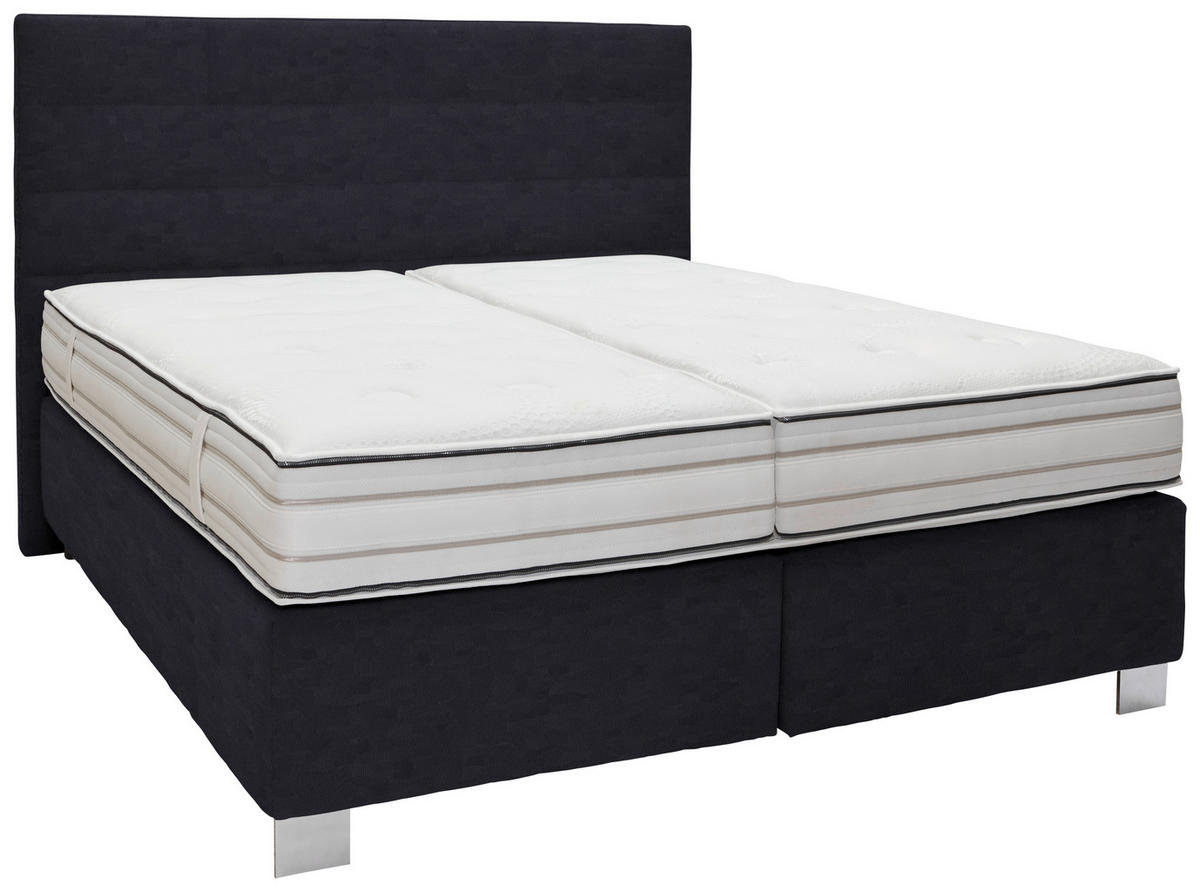 BOXSPRINGBETT 180/200 cm  in Graphitfarben  - Alufarben/Graphitfarben, Konventionell, Textil/Metall (180/200cm) - Dieter Knoll