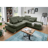 ECKSOFA Chenille Dunkelgrün  - Chromfarben/Dunkelgrün, Modern, Textil/Metall (280/254cm) - Livetastic