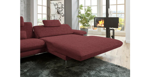 ECKSOFA in Velours Weinrot 284/184 cm - Weinrot/Schwarz, Design, Textil/Metall (284/184cm) - Dieter Knoll