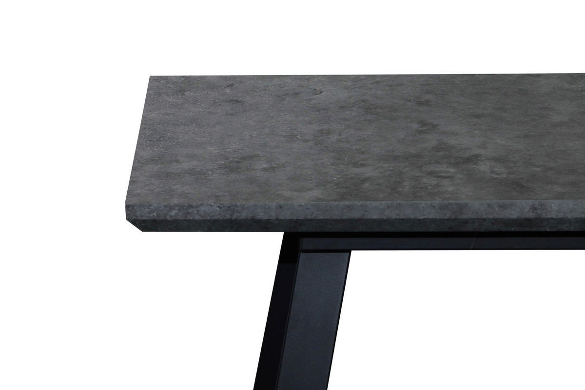 ESSTISCH Grau, Schwarz rechteckig  ausziehbar  - Schwarz/Grau, Design, Holzwerkstoff/Metall (140-180/90/76cm) - Carryhome