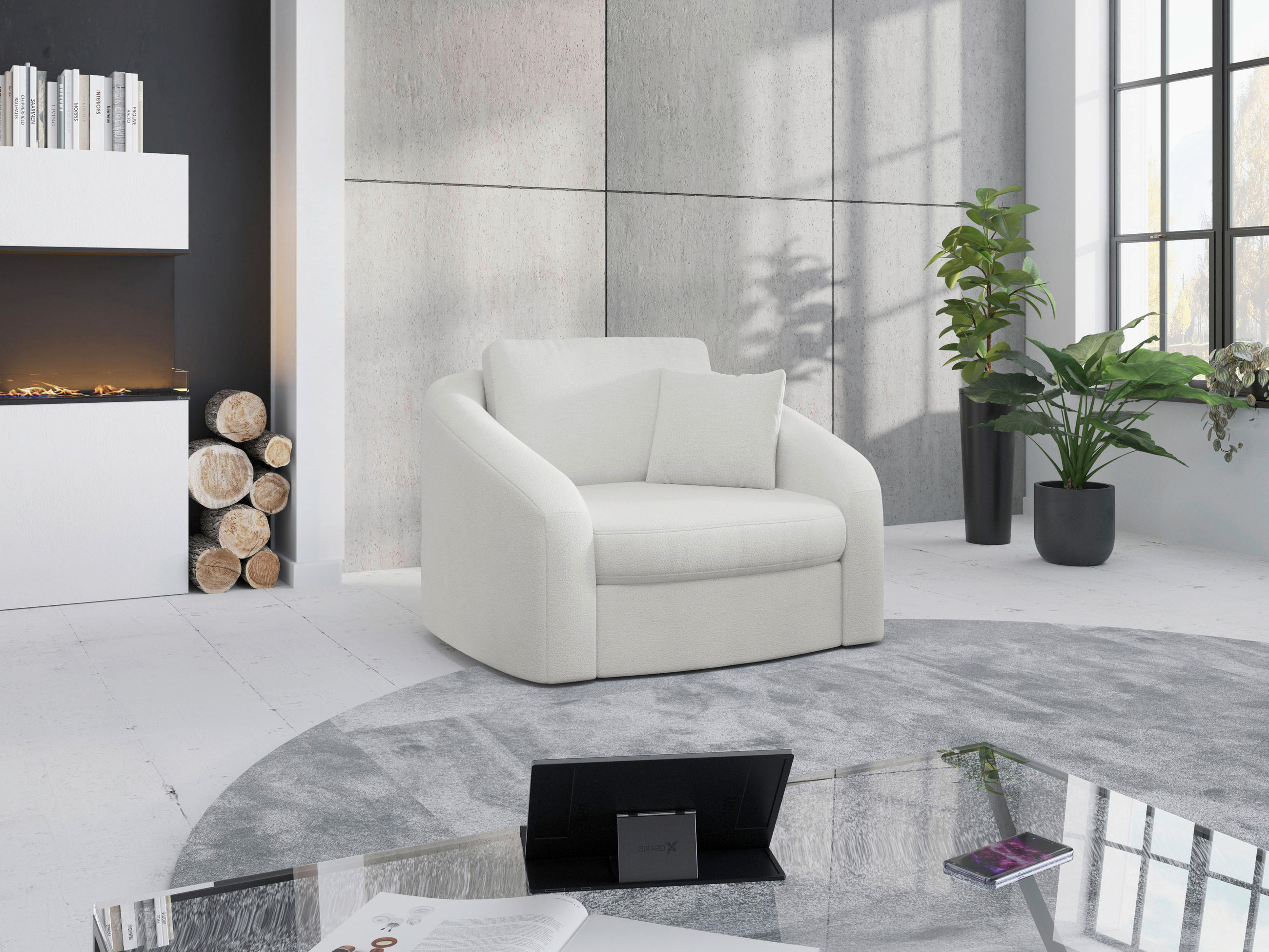 SESSEL in Flachgewebe Weiss - Weiss/Schwarz, Modern, Kunststoff/Textil (116/88/104cm) - Sit & More