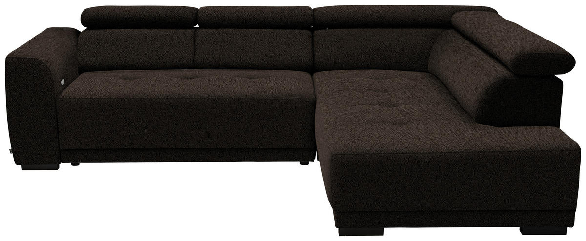 ECKSOFA in Struktur Dunkelbraun  - Dunkelbraun/Schwarz, Design, Kunststoff/Textil (284/205cm) - MID.YOU