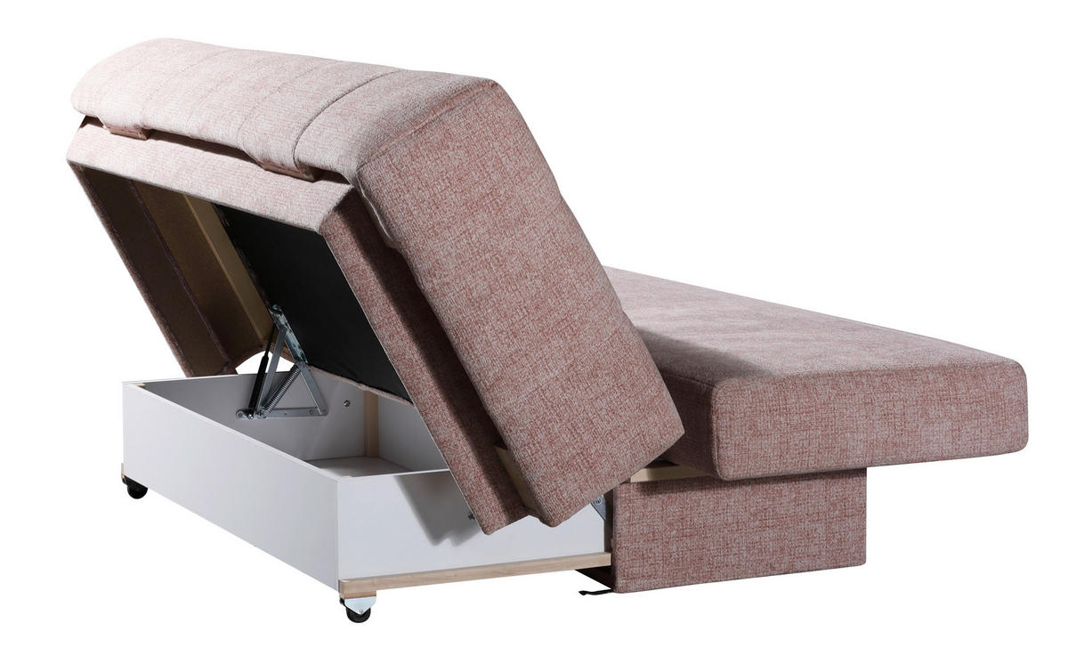 SCHLAFSOFA  mit Bettkasten erhältlich, Stoffauswahl, Schlafen auf Sitzhöhe, Bettfunktion erhältlich Flachgewebe Rosa  - Schwarz/Rosa, Design, Kunststoff/Textil (206/94/106cm) - Novel
