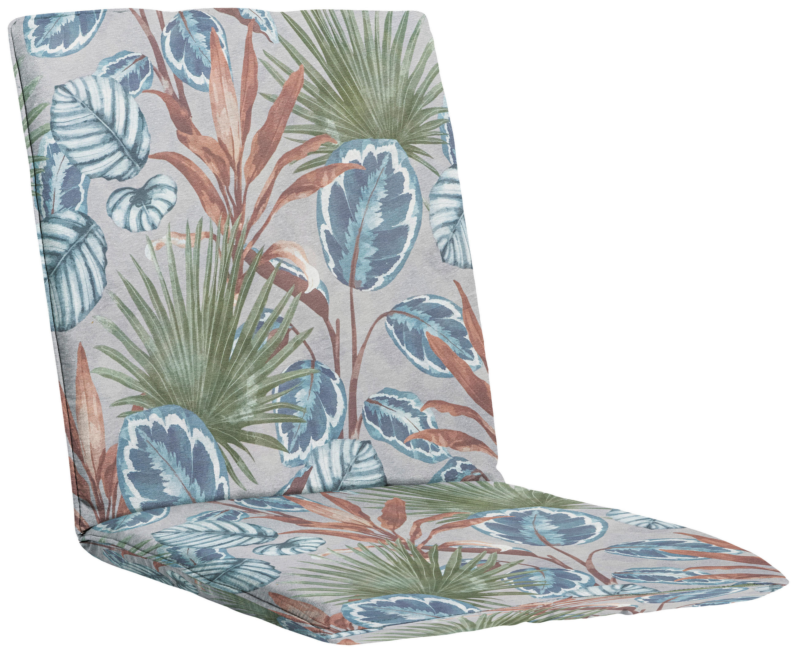 SESSELAUFLAGE Floral  - Blau/Braun, Basics, Textil (49/5/97cm)