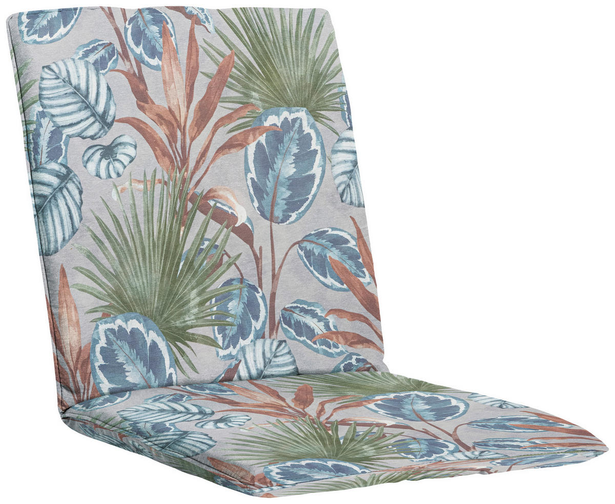 SESSELAUFLAGE Floral  - Blau/Braun, Basics, Textil (49/5/97cm)