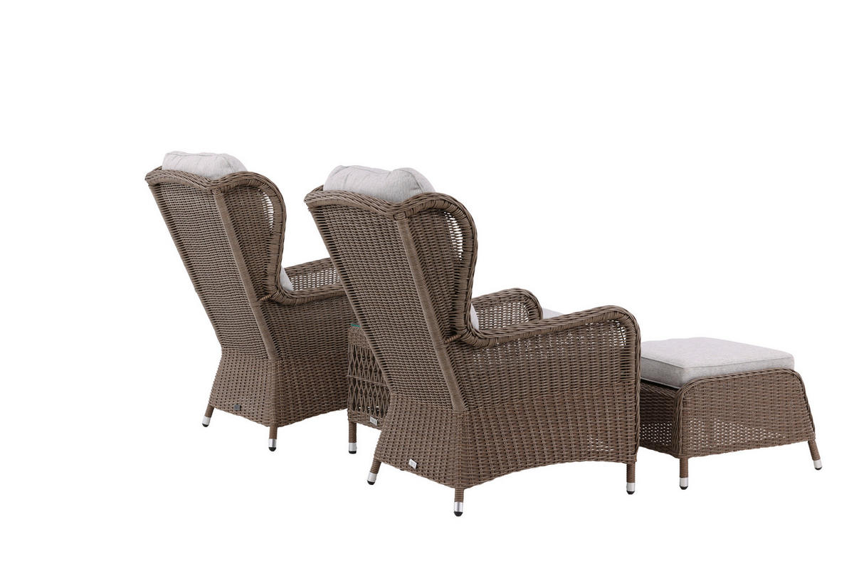 LOUNGEGARNITUR    - Beige/Braun, KONVENTIONELL, Kunststoff/Textil - Gardenson