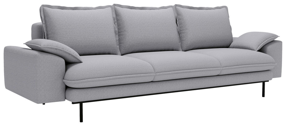 3-SITZER-SOFA Struktur Hellgrau  - Hellgrau/Schwarz, Design, Textil/Metall (267/92/97cm) - Livetastic