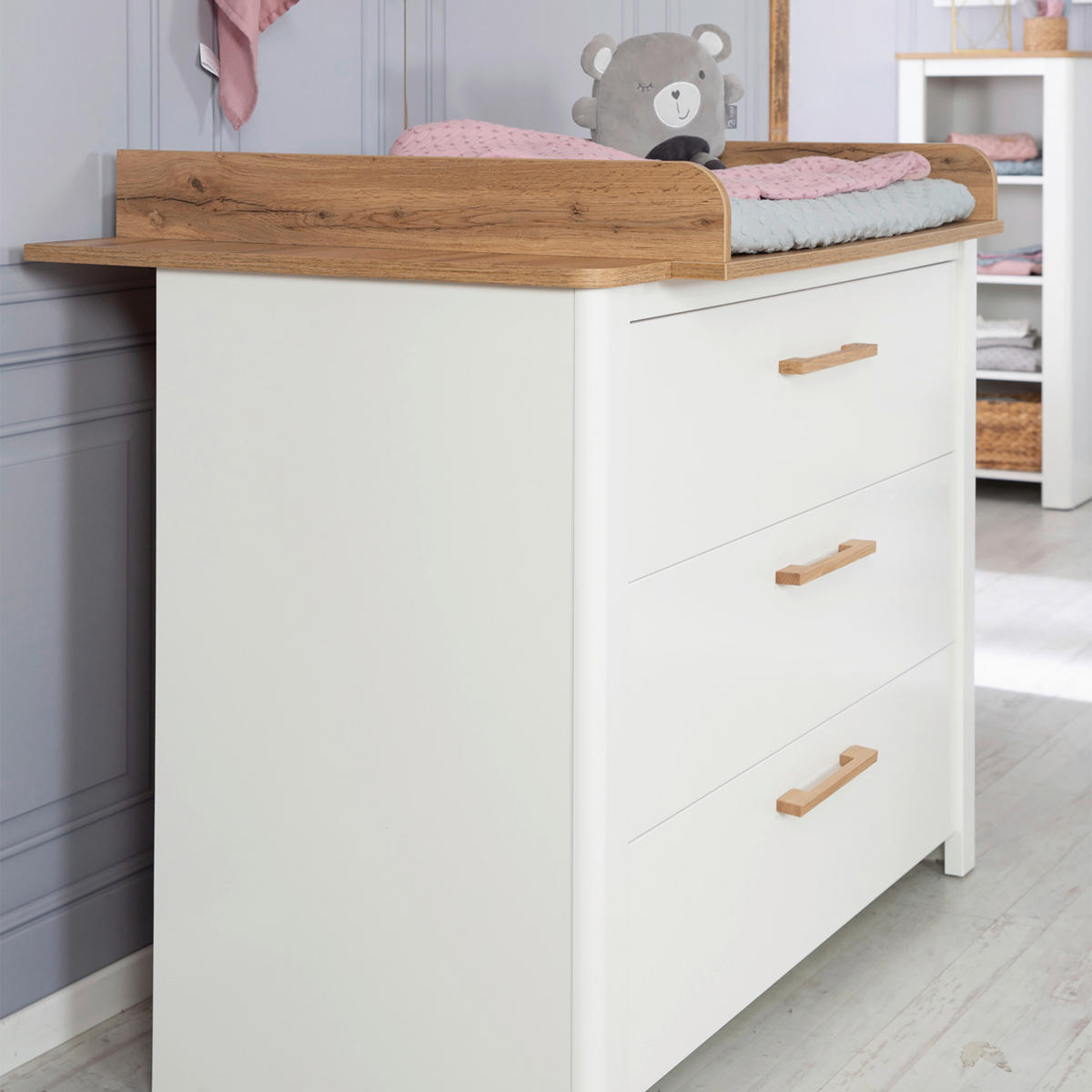 WICKELKOMMODE Ava Weiß  - Weiß/Eiche Artisan, Basics, Holz/Holzwerkstoff (119/100/76cm) - Roba