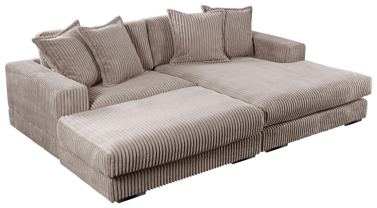 ECKSOFA FUNNY Taupe Cord  - Taupe/Schwarz, Basics, Kunststoff/Textil (195/285cm) - Livetastic