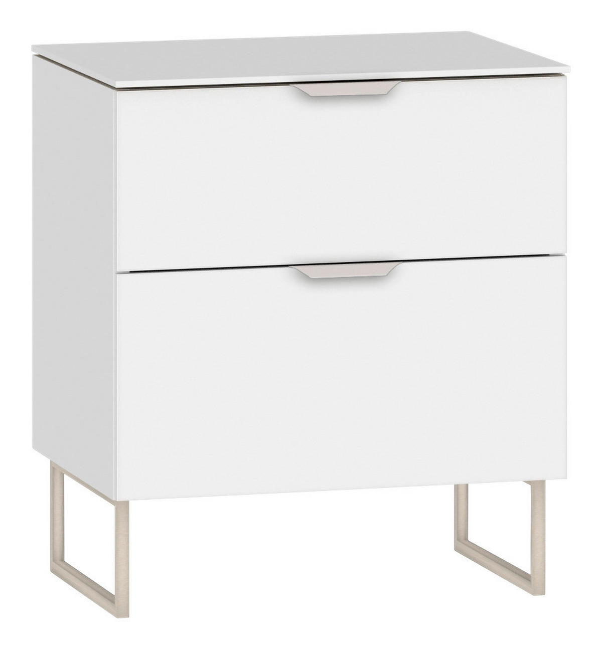 NACHTKÄSTCHEN 45/53/43 cm  in Weiß  - Edelstahlfarben/Weiß, Design, Glas/Holzwerkstoff (45/53/43cm) - Jutzler