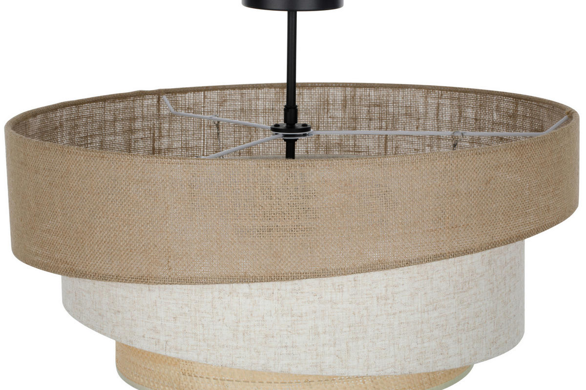 DECKENLEUCHTE Fiona 56/37 cm   - Khaki/Schwarz, Natur, Naturmaterialien/Textil (56/37cm) - Novel