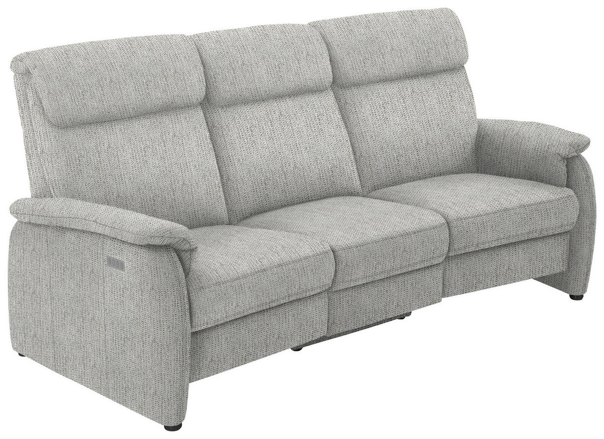 TRAPEZSOFA in Flachgewebe Silberfarben  - Silberfarben/Schwarz, Konventionell, Textil/Metall (219/107/97cm) - Pure Home Comfort