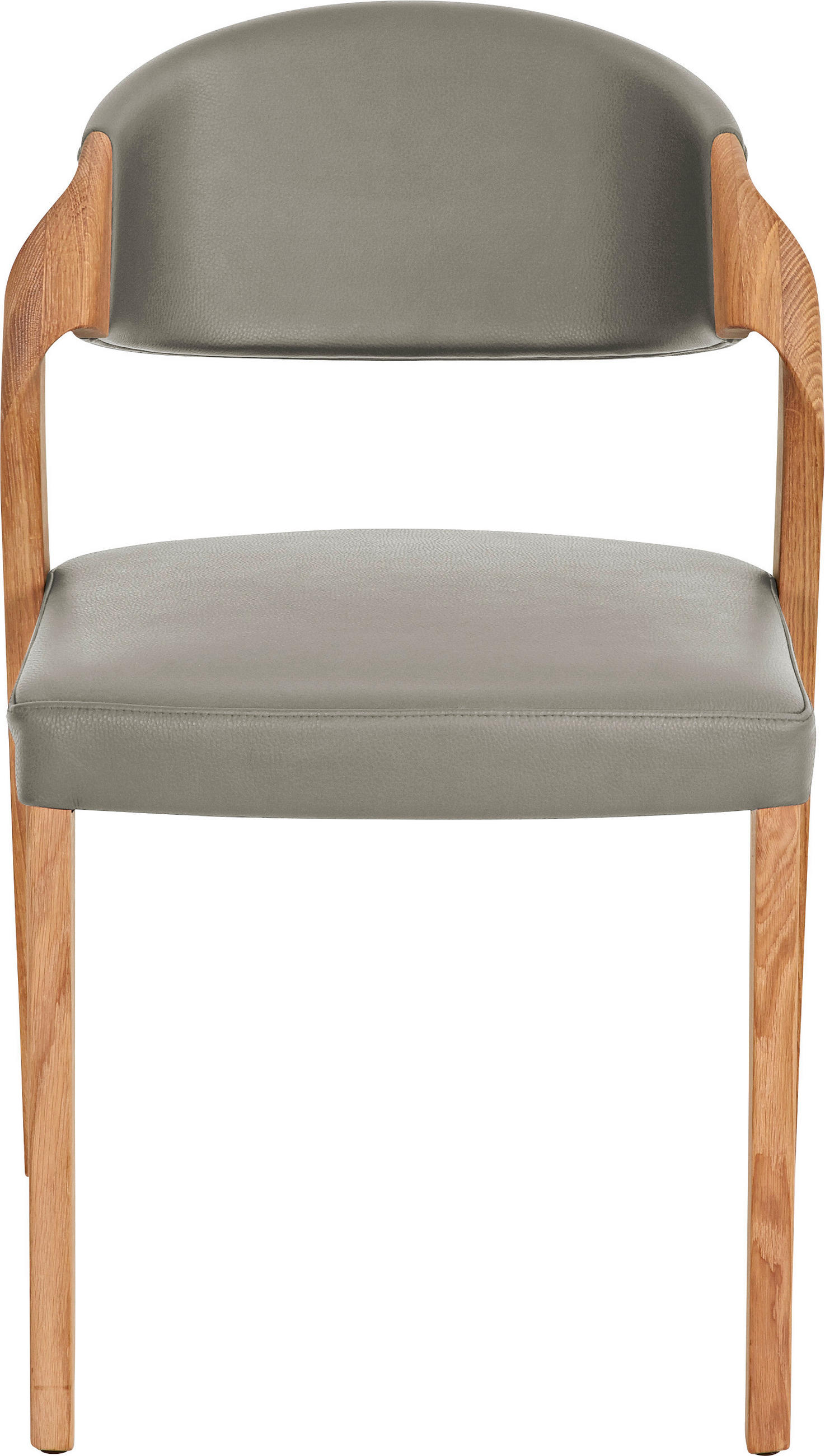 STUHL  in Echtleder pigmentiert  - Eichefarben/Grau, Natur, Leder/Holz (53/82/57cm) - Voglauer