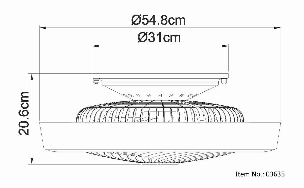 STROPNÍ VENTILÁTOR, 54,8/20,6 cm  - šedá/bílá, Basics, kov/plast (54,8/20,6cm) - Globo
