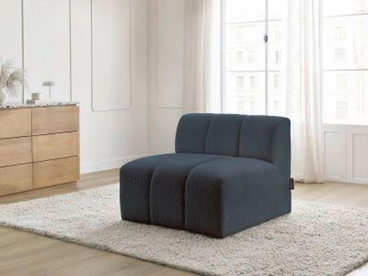 SOFAELEMENT ANNECY Bouclé Dunkelblau  - Schwarz/Dunkelblau, MODERN, Kunststoff/Textil (91/72/91cm)