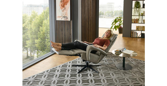 RELAXSESSEL in Leder Greige  - Greige/Schwarz, Design, Leder/Metall (76/110/86cm) - Dieter Knoll