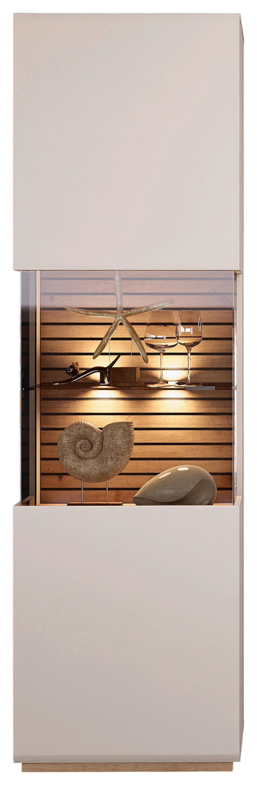 VITRINE Schwarz, Kaschmir, Eiche Artisan  - Kaschmir/Schwarz, Design, Glas/Holzwerkstoff (60/202/40cm) - Stylife
