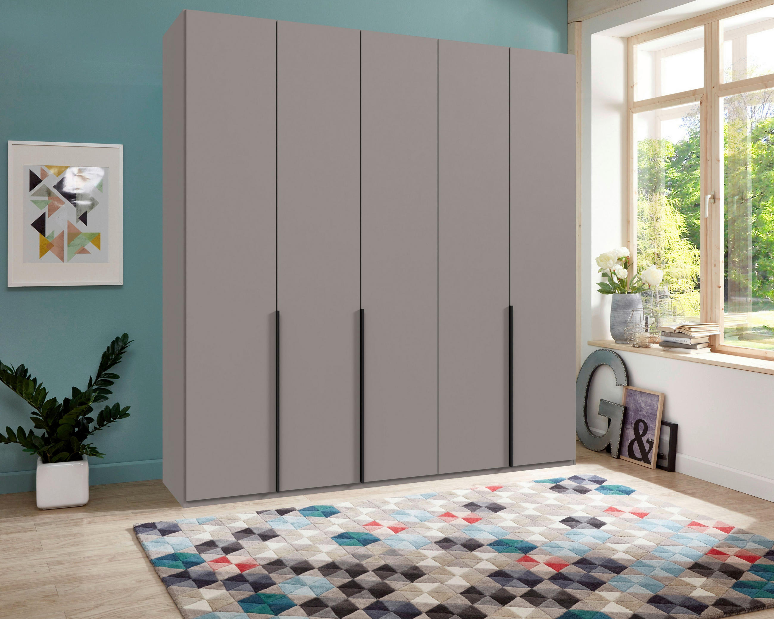 DREHTÜRENSCHRANK in Grau, Sahara  - Schwarz/Grau, Modern, Holzwerkstoff/Metall (225/236/58cm) - MID.YOU