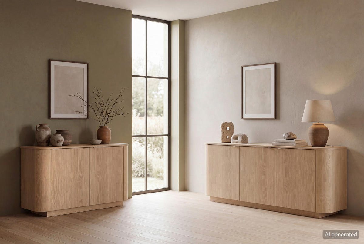 SIDEBOARD  131/76/43 cm  - Eichefarben, Design, Holzwerkstoff/Metall (131/76/43cm) - MID.YOU