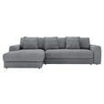 ECKSOFA in Cord Dunkelgrau  182/302 cm  - Dunkelgrau/Schwarz, MODERN, Kunststoff/Textil (182/302cm) - Carryhome