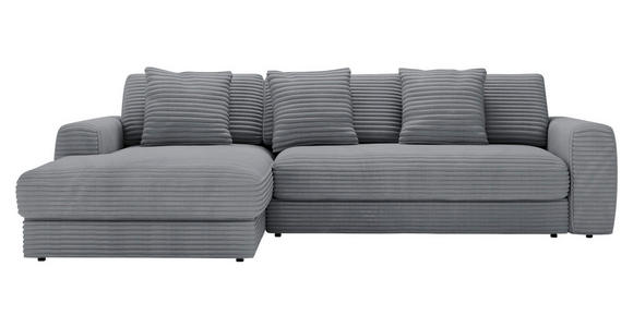 ECKSOFA in Cord Dunkelgrau  182/302 cm  - Dunkelgrau/Schwarz, MODERN, Kunststoff/Textil (182/302cm) - Carryhome