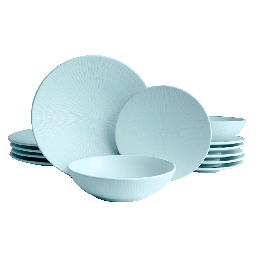 TAFELSERVICE Pastellblau Blanka 12-teilig  - Pastellblau, Basics, Keramik (7,16kg) - Echtwerk