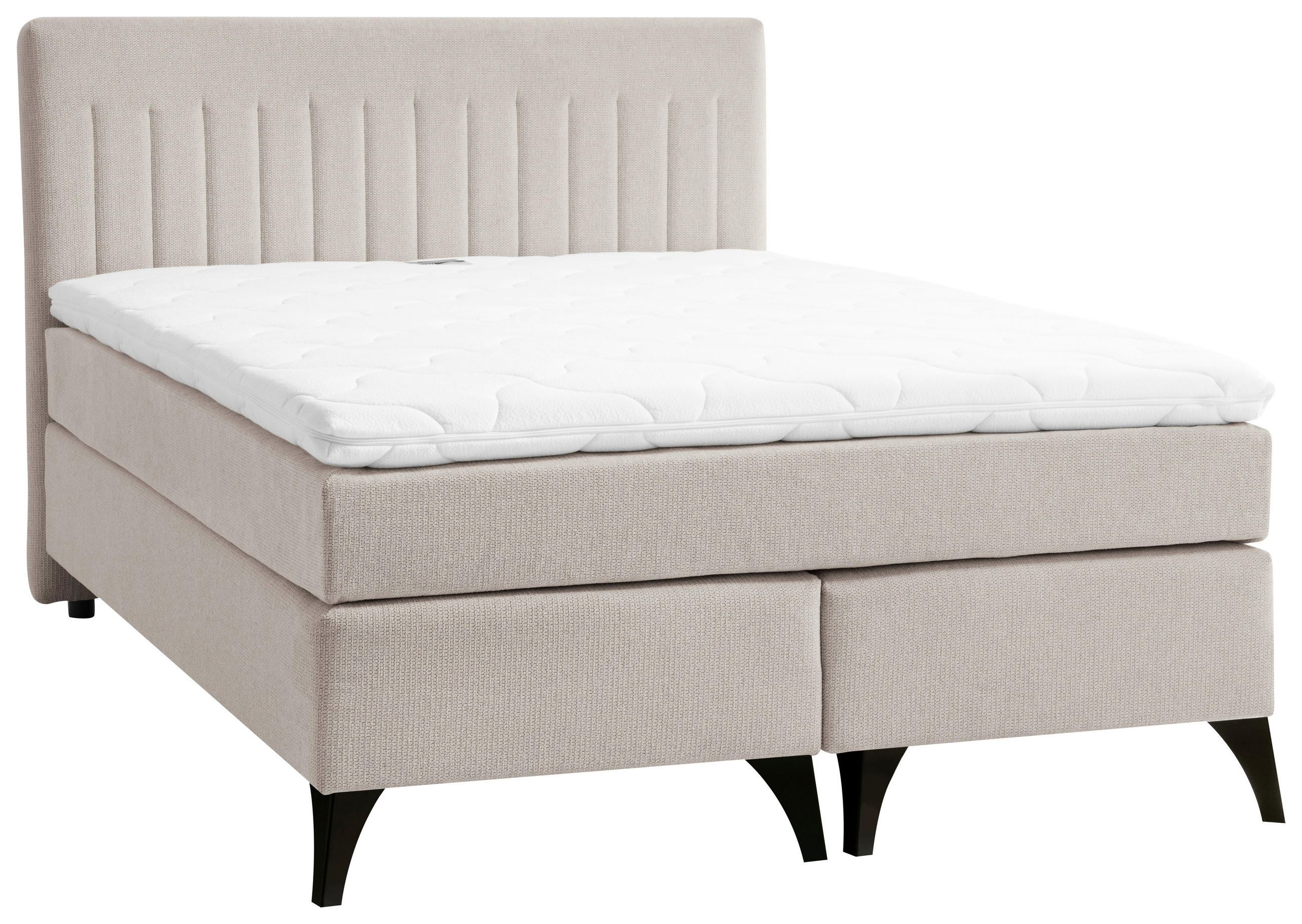 BOXSPRINGBETT 140/200 cm  in Graubraun  - Graubraun/Schwarz, Basics, Textil/Metall (140/200cm) - Boxxx