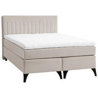 BOXSPRINGBETT 140/200 cm  in Graubraun  - Graubraun/Schwarz, Basics, Textil/Metall (140/200cm) - Boxxx