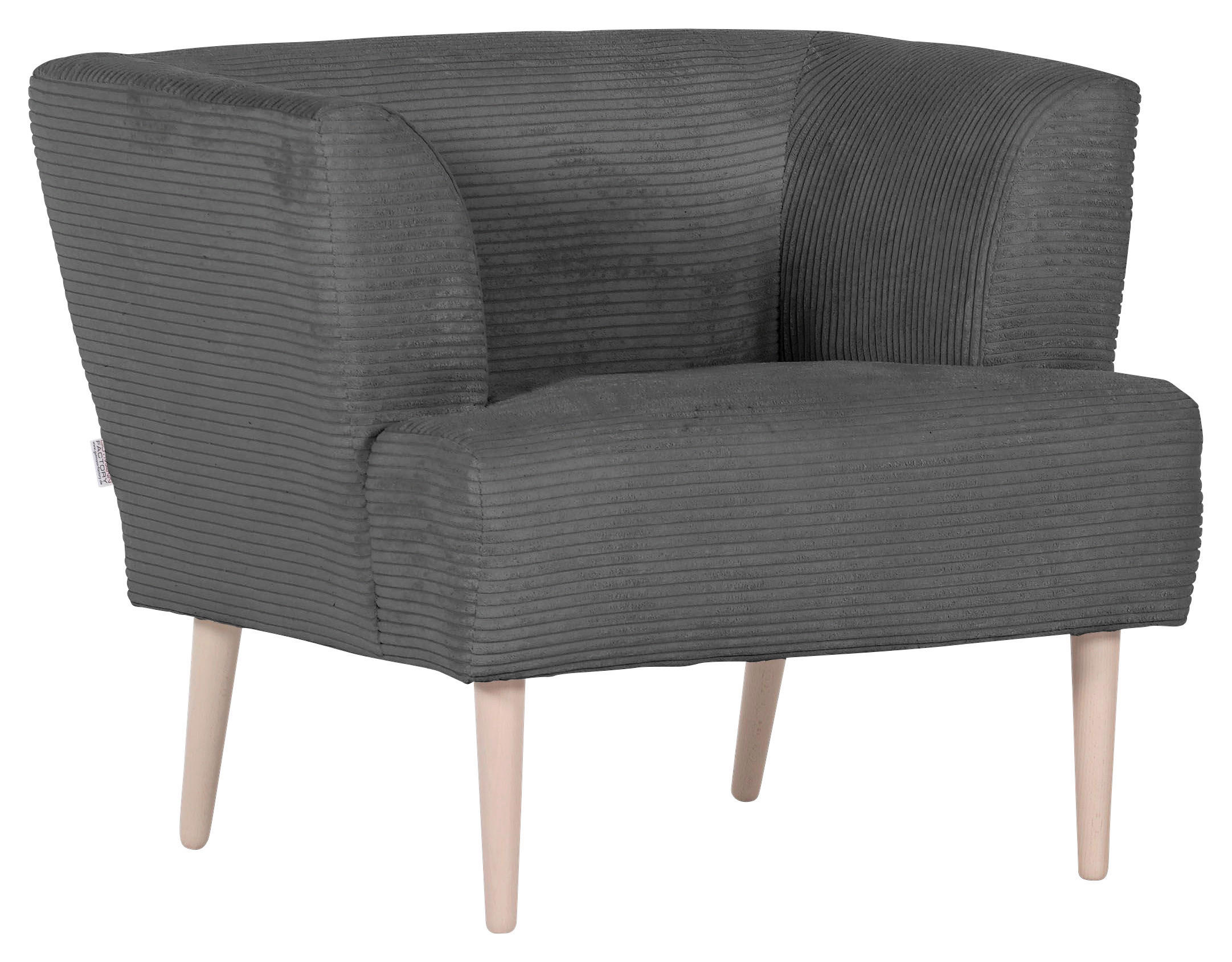 SESSEL Cord Dunkelgrau    - Dunkelgrau/Buchefarben, Design, Holz/Textil (85/71/80cm) - Hom`in