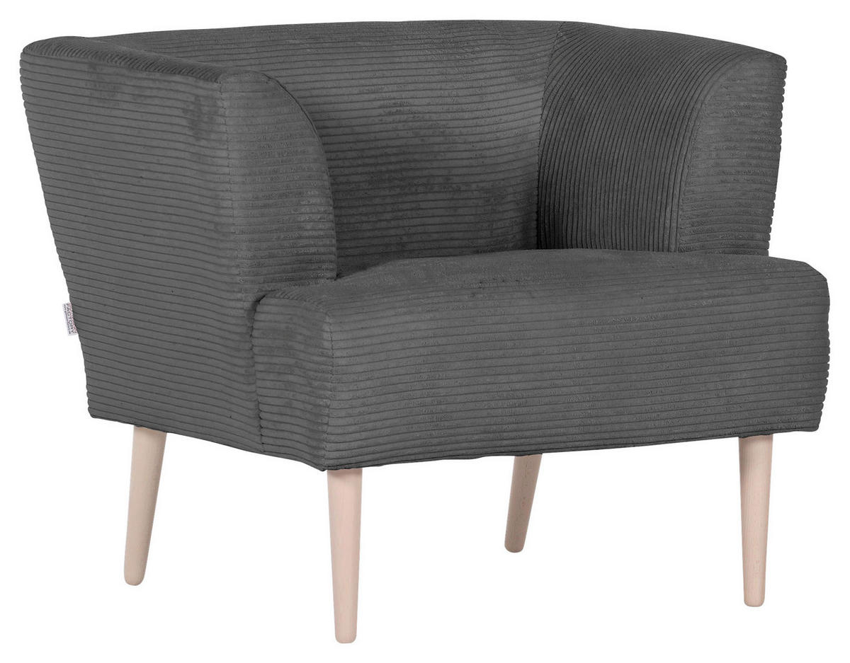 SESSEL Cord Dunkelgrau    - Dunkelgrau/Buchefarben, Design, Holz/Textil (85/71/80cm) - Hom`in