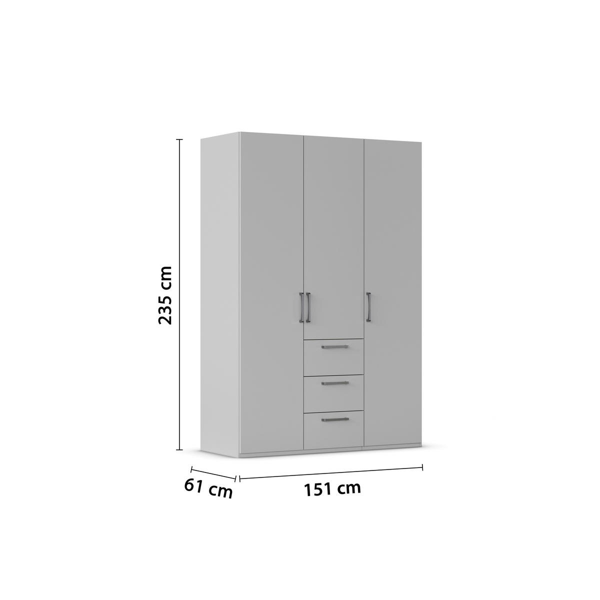 DREHTÜRENSCHRANK 151/235/61 cm,  in Graphitfarben, 3-türig  - Edelstahlfarben/Graphitfarben, Basics, Holzwerkstoff/Metall (151/235/61cm) - Novel