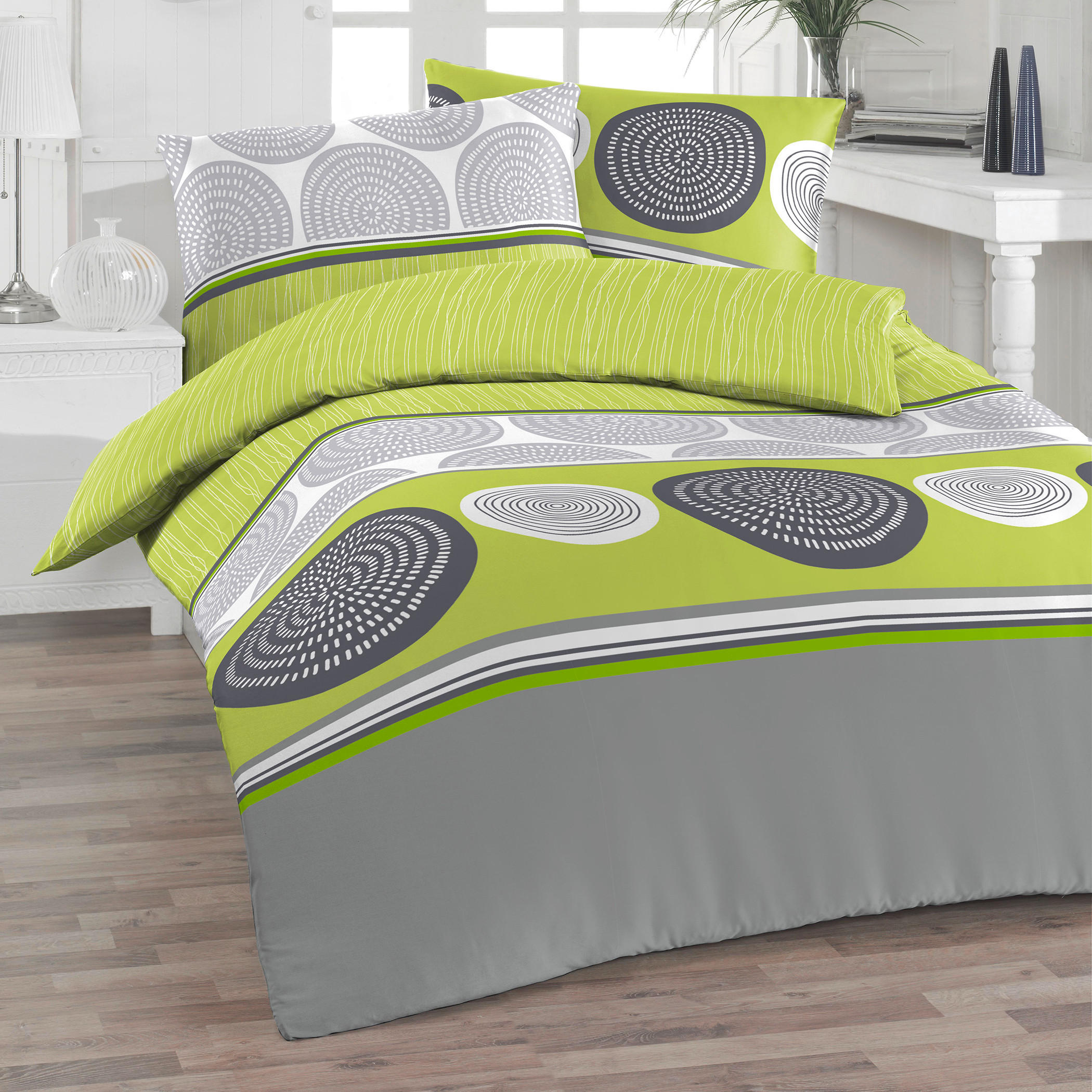 BETTWÄSCHE Renforcé 140/200 cm  - Grau/Grün, Trend, Textil (140/200cm) - Florella