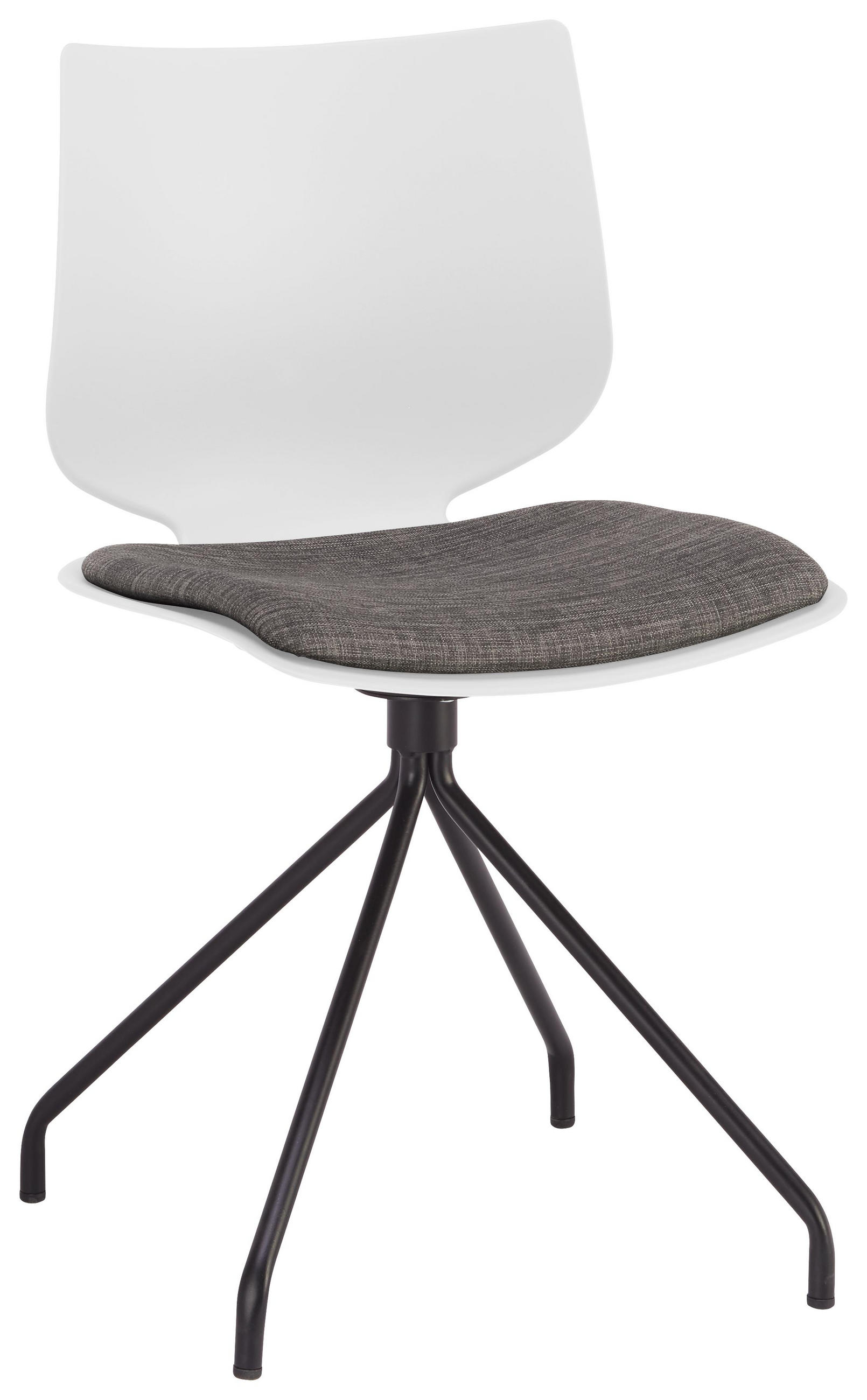 Stuhl in Metall, Kunststoff, Textil Anthrazit, Schwarz, Weiß