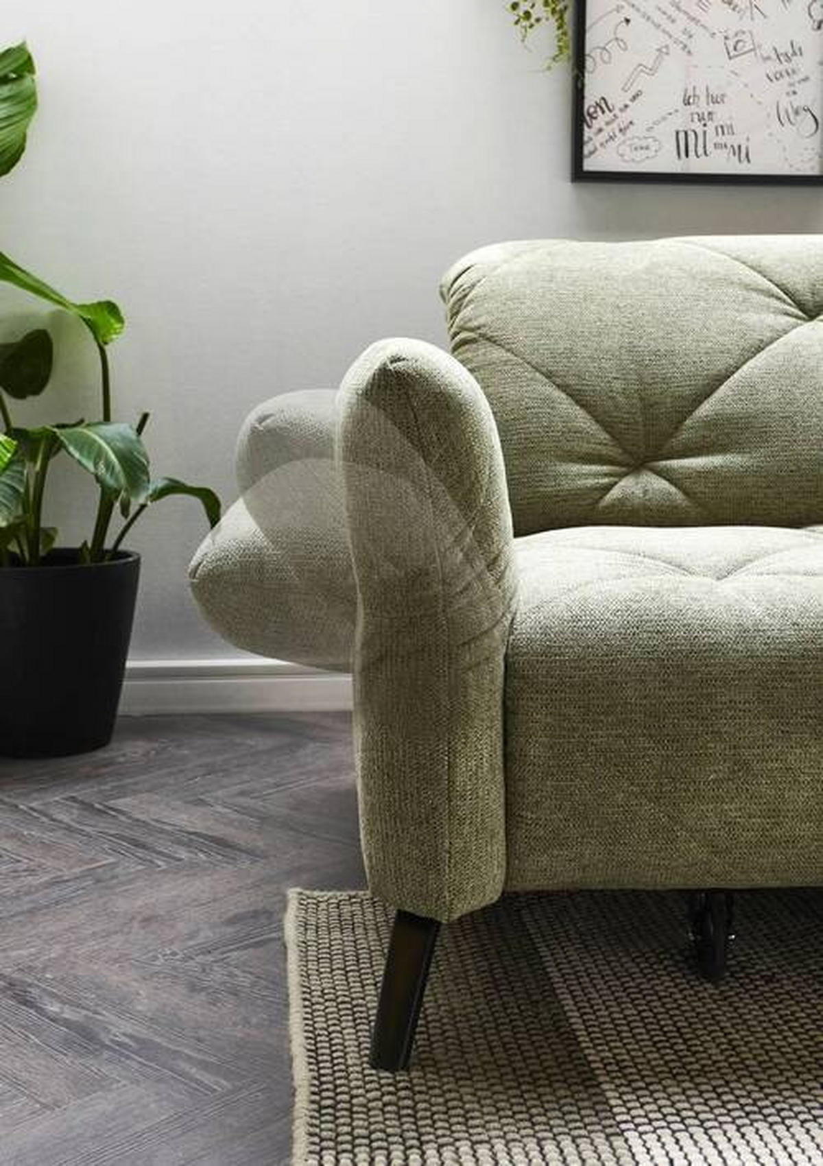 ECKSOFA in Webstoff Grün  - Schwarz/Grün, Design, Textil/Metall (173/244cm) - Moderano