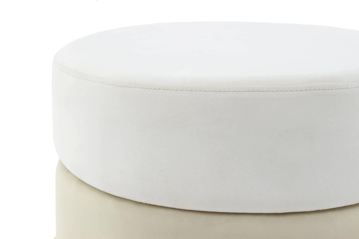 HOCKER Samt Creme, Goldfarben  - Goldfarben/Creme, Basics, Textil/Metall (48,5/46/48,5cm) - Kayoom