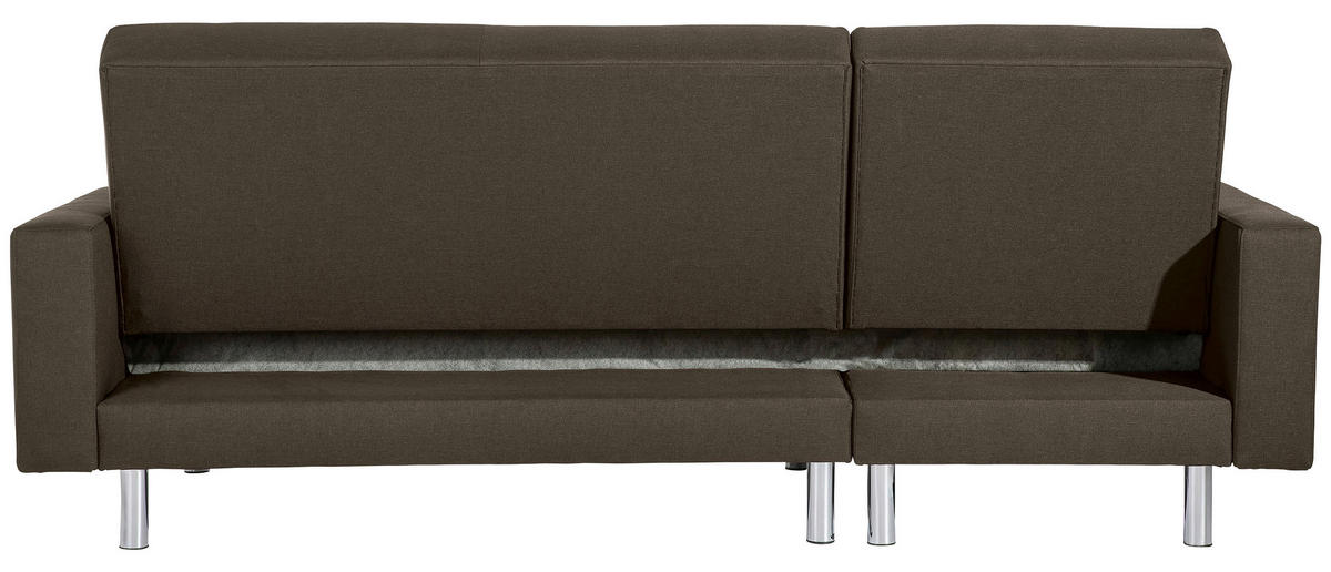ECKSCHLAFSOFA inkl. Hocker in Braun Textil   - Chromfarben/Braun, Konventionell, Textil/Metall (152/230cm) - Max Winzer