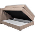 BOXSPRINGBETT 140/200 cm,  in Hellbraun, Bettkasten, Topper, Matratzen, H3 + H3 = fest  - Hellbraun/Alufarben, KONVENTIONELL, Kunststoff/Textil (140/200cm) - Carryhome