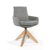 ARMLEHNSTUHL  Beinauswahl, Sitzfläche 360° drehbar, Stoff-/Lederauswahl gerippt  Grau  - Eichefarben/Grau, Design, Holz/Textil (60/91/62cm) - Valdera