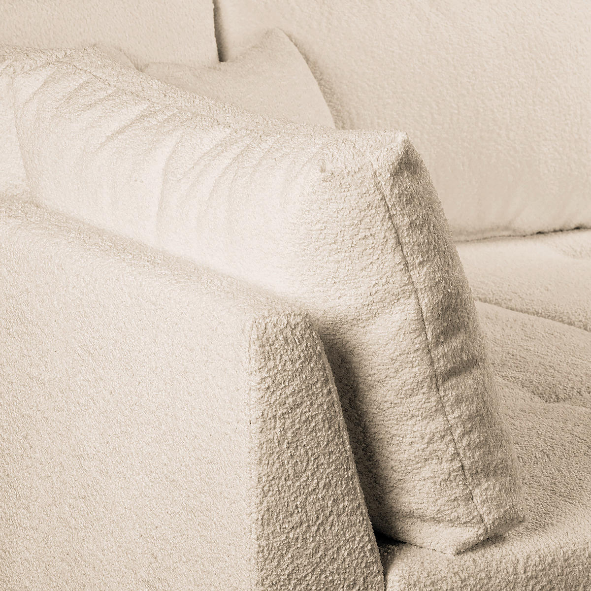 ECKSOFA Bouclé Weiss  - Weiss/Naturfarben, Design, Holz/Textil (161/231cm) - Livetastic