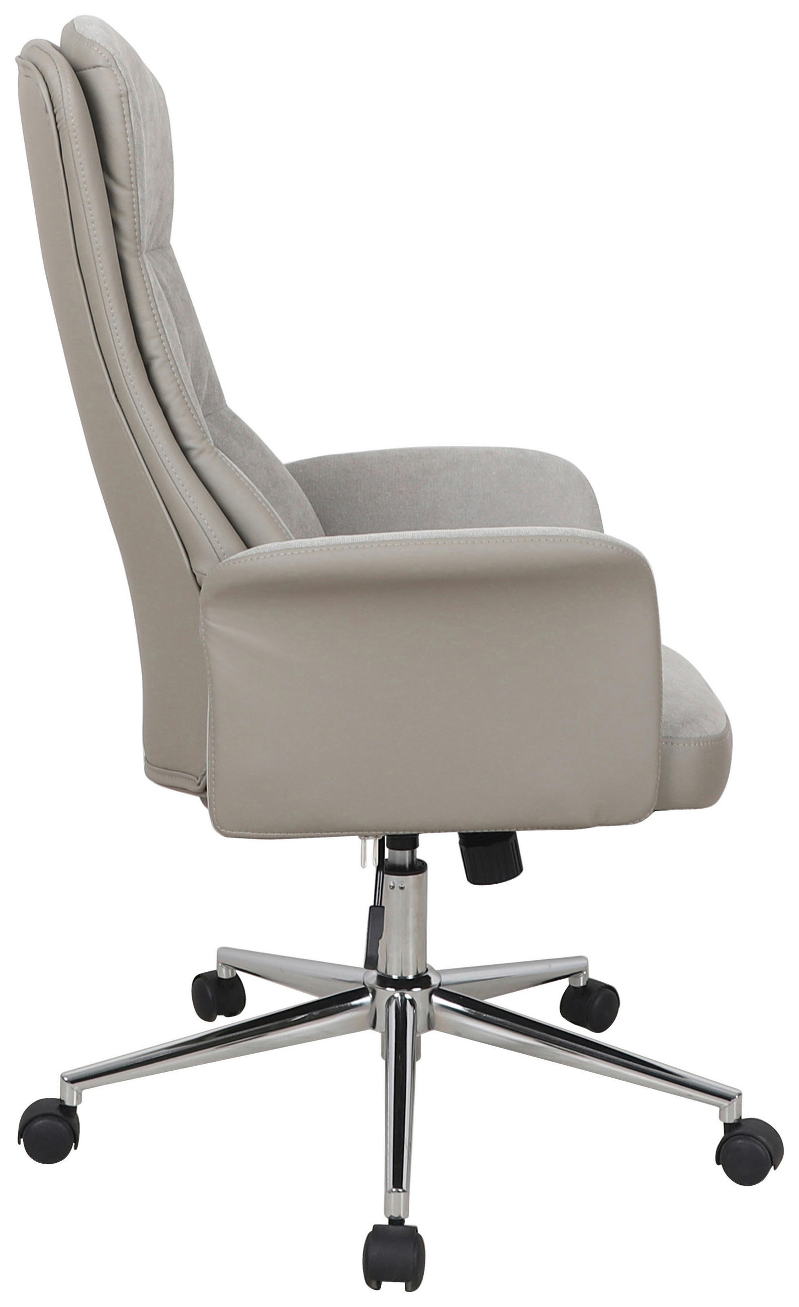 CHEFSESSEL Lederlook, Flachgewebe Grau  - Chromfarben/Grau, MODERN, Kunststoff/Textil (65/108-118/72cm) - MID.YOU