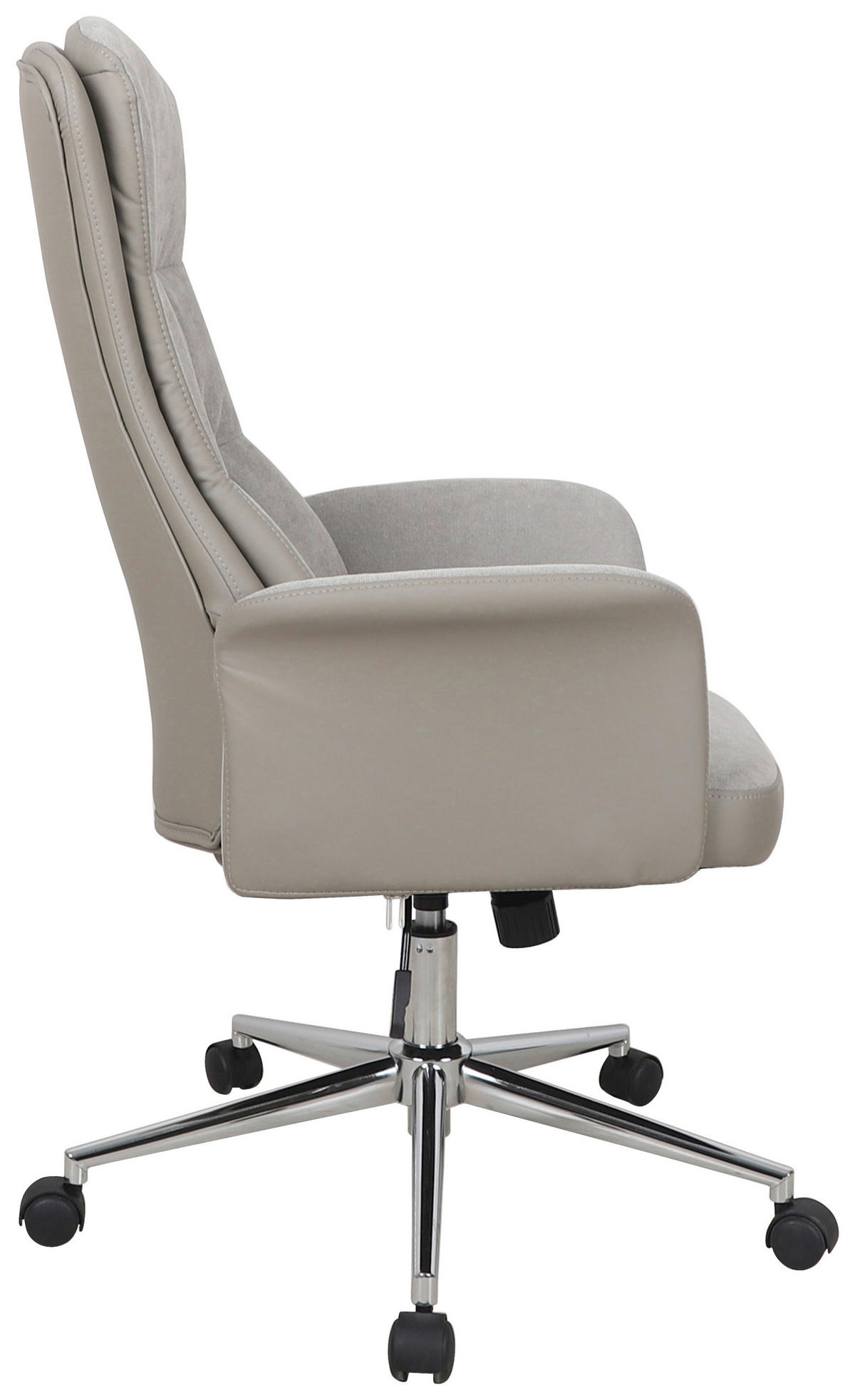 CHEFSESSEL Lederlook, Flachgewebe Grau  - Chromfarben/Grau, MODERN, Kunststoff/Textil (65/108-118/72cm) - MID.YOU
