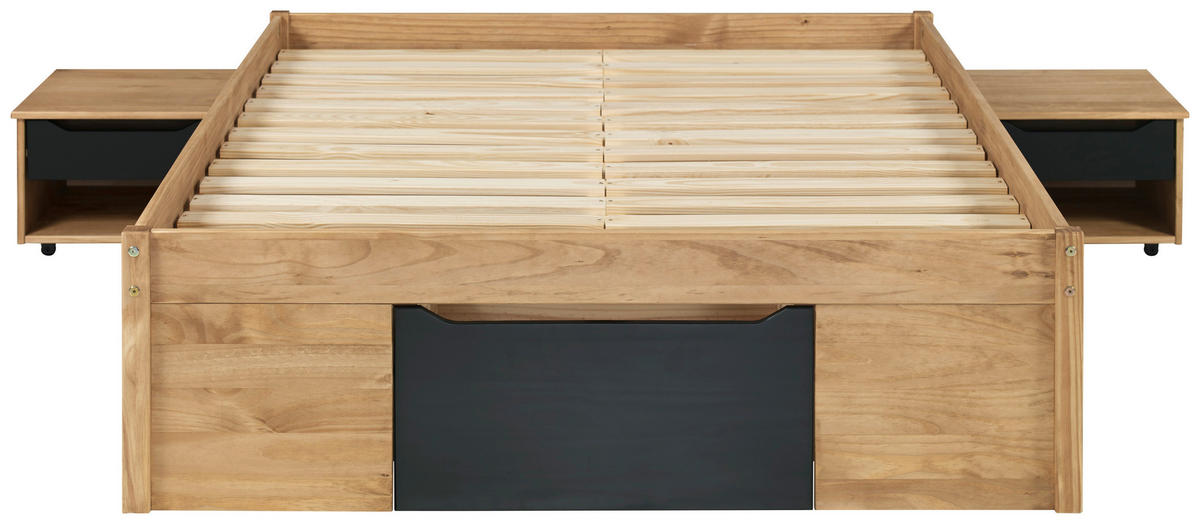 STAURAUMBETT 140/200 cm  in Naturfarben, Schwarz  - Schwarz/Naturfarben, Basics, Holz/Holzwerkstoff (140/200cm) - MID.YOU