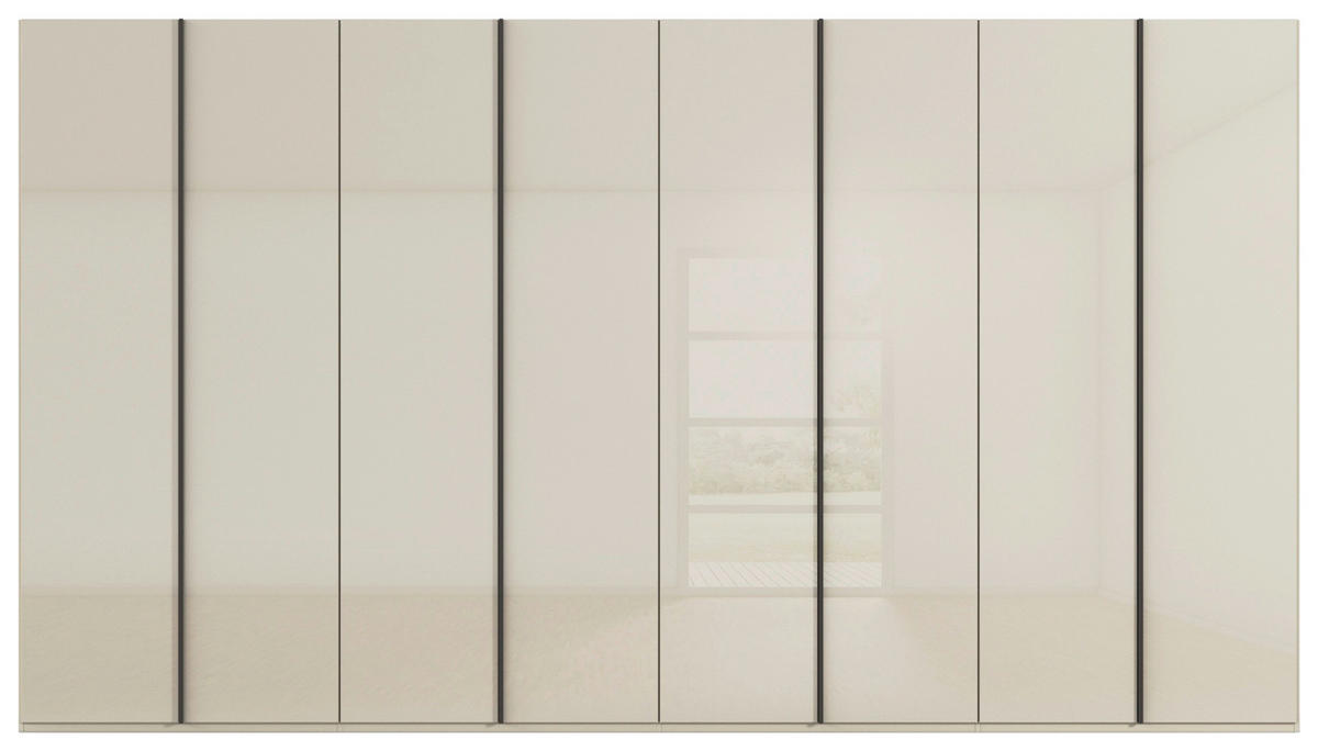 DREHTÜRENSCHRANK 400/235/61 cm,  in Champagner, 8-türig  - Champagner/Graphitfarben, Basics, Glas/Holzwerkstoff (400/235/61cm) - Novel