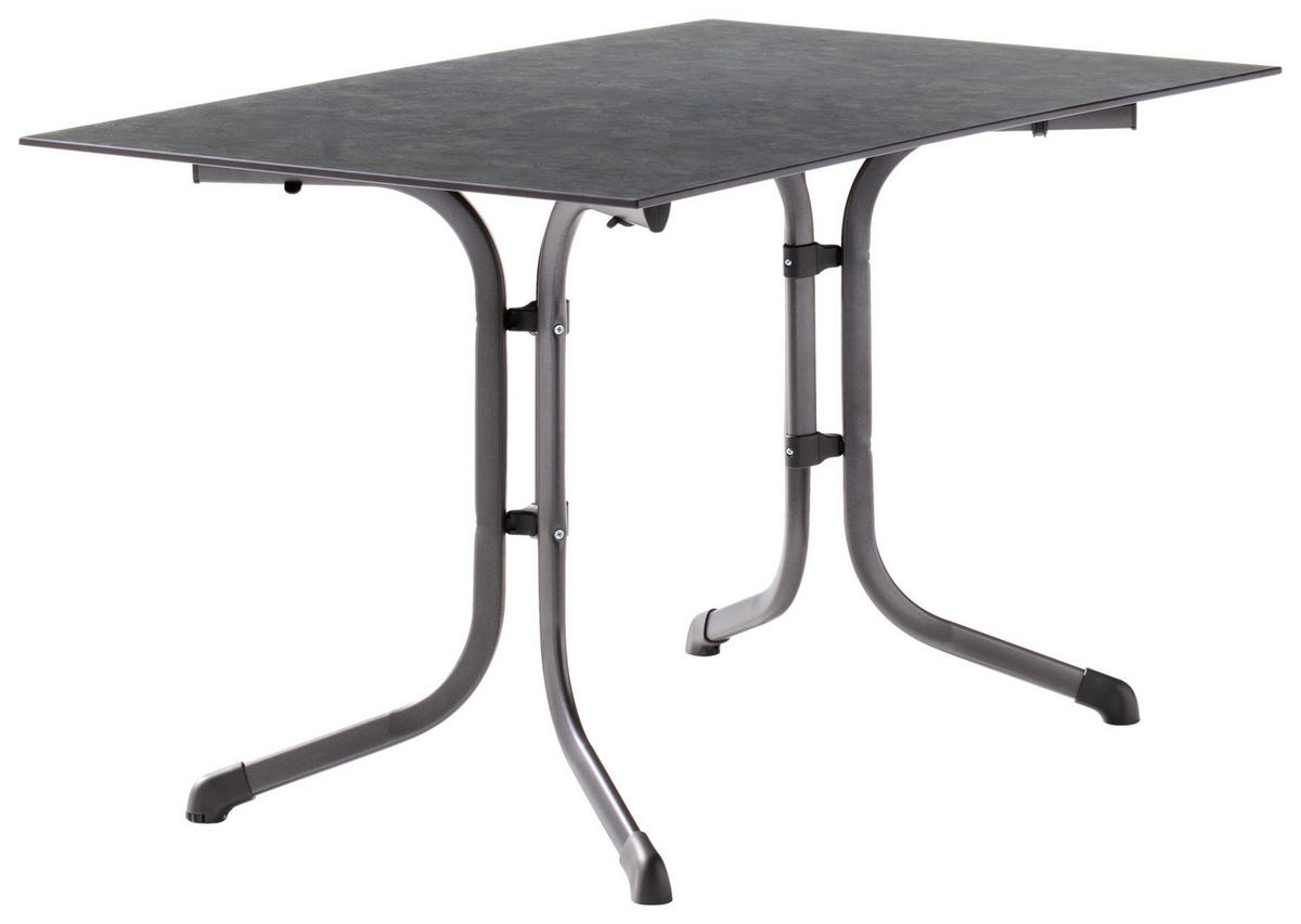 GARTENKLAPPTISCH 120/80/73 cm Metall, Kunststoff rechteckig  - Schieferfarben/Silberfarben, Basics, Kunststoff/Metall (120/80/73cm) - Sieger