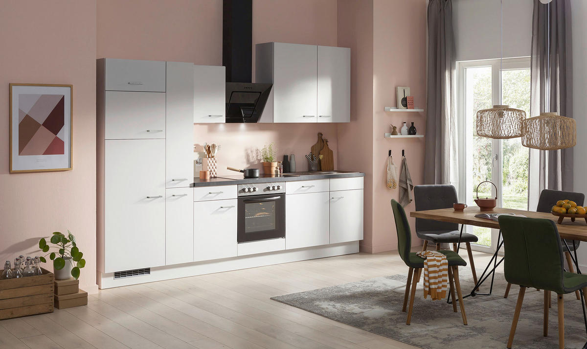 KÜCHENLEERBLOCK 310 cm   in Grau, Schwarz  - Edelstahlfarben/Dunkelgrau, Basics, Holzwerkstoff/Metall (310cm) - Impuls